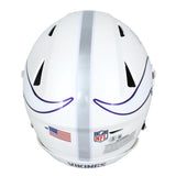 Justin Jefferson Autographed Minnesota Vikings White 2024 Alternate Speedflex Authentic Helmet with Visor Beckett Witnessed