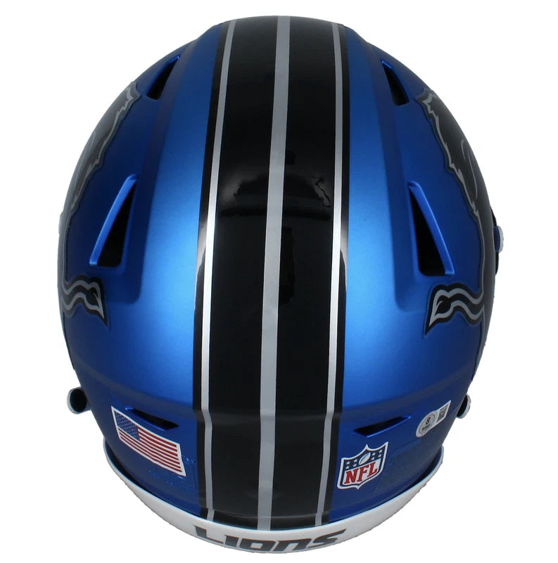 Sam Laporta Autographed Detroit Lions Blue 2024 Alternate Speedflex Authentic Helmet Beckett Witnessed