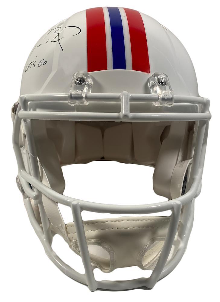TOM BRADY Autographed/Inscribed "LET'S GO" New England Patriots Throwback Speed Authentic Helmet FANATICS LE 12/12