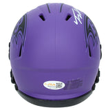 Trey Hendrickson Autographed Baltimore Ravens Purple RAVE Speed Mini Helmet JSA Witnessed