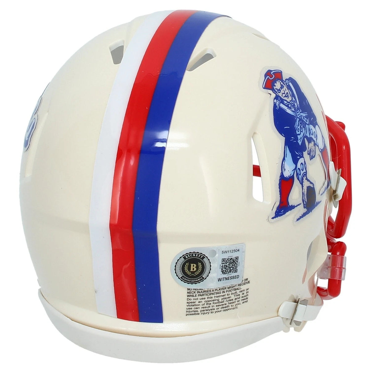 Christian Gonzalez Autographed New England Patriots RETRO Speed Mini Helmet Beckett Witnessed