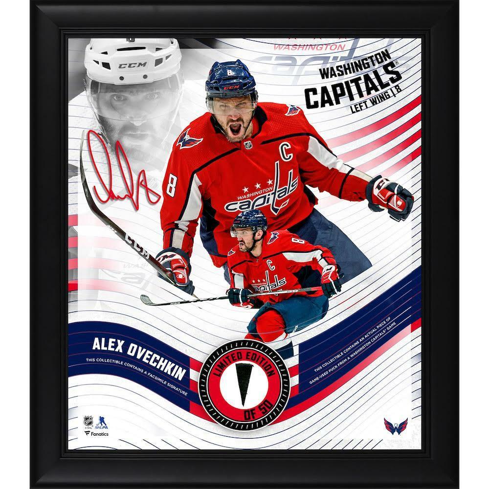 Alex Ovechkin Capitals Framed 15" x 17" Game Used Puck Display LE 50