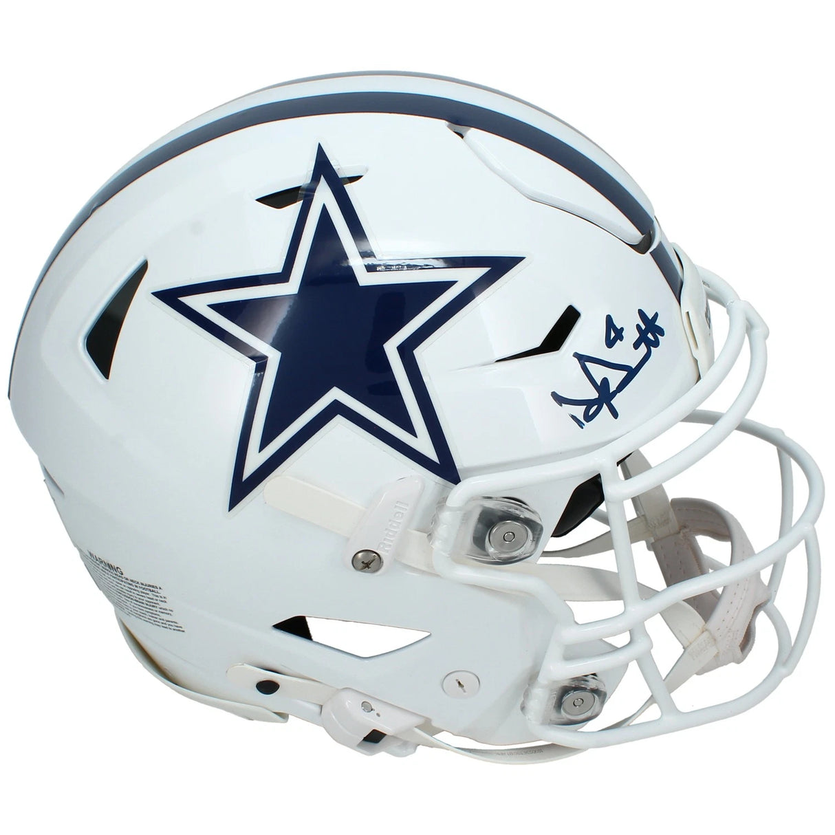 Dak Prescott Autographed Dallas Cowboys White 2022 Alternate Speedflex Authentic Helmet Beckett Witnessed
