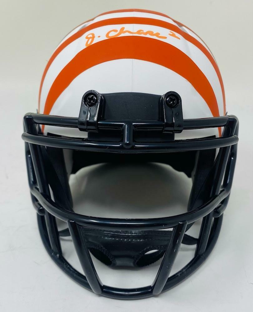 JA'MARR CHASE Autographed Cincinnati Bengals Lunar Eclipse Speed Mini Helmet Beckett Witnessed