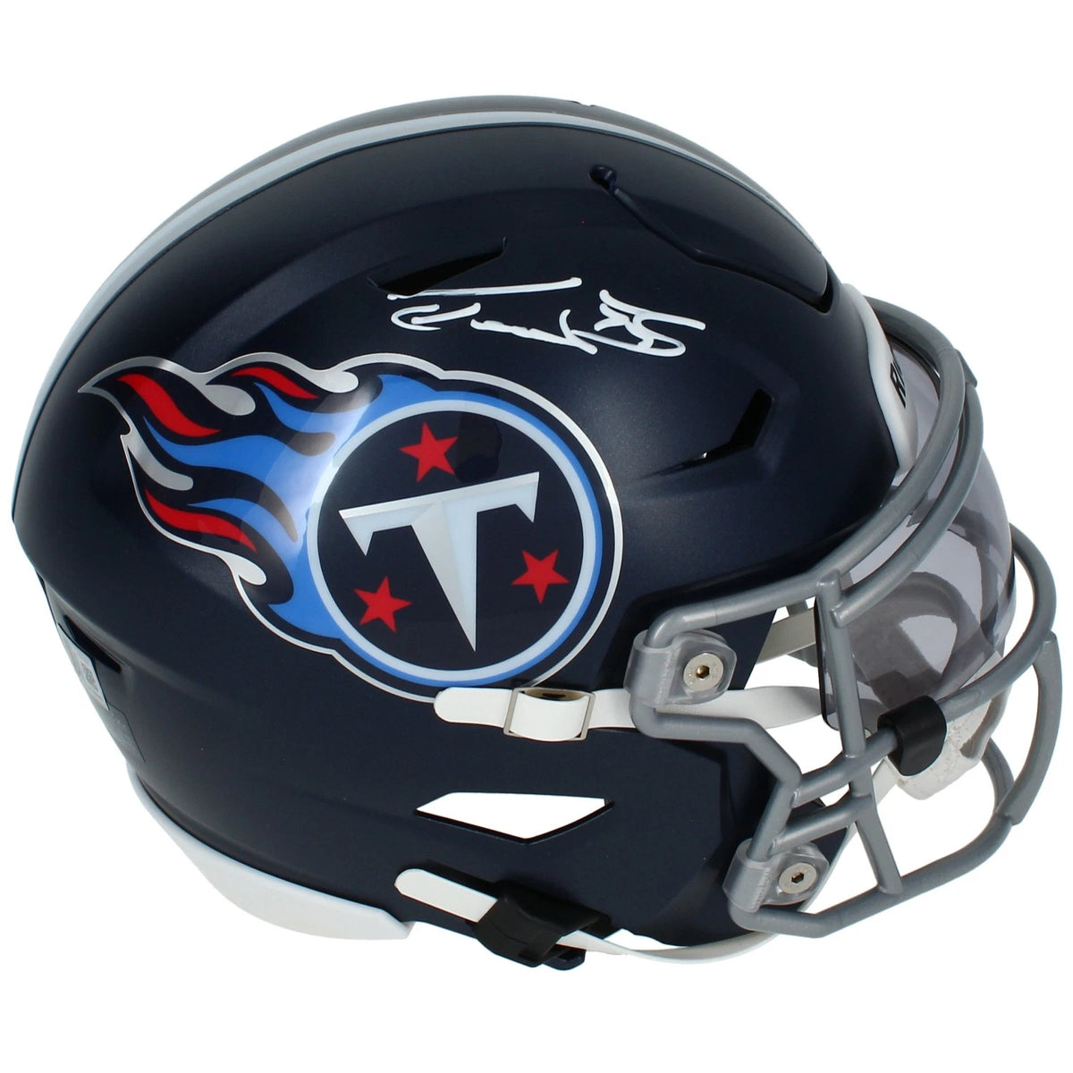 Taylor Lewan Autographed Tennessee Titans Speedflex Midi Helmet Beckett Witnessed