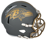 Zay Flowers Autographed Baltimore Ravens Slate Speed Full Size Helmet Beckett Witnessed