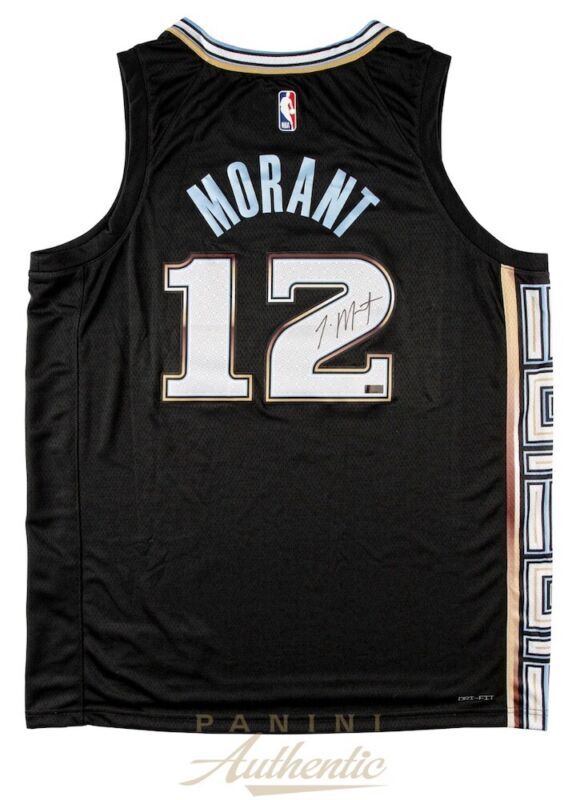JA MORANT Autographed Memphis Grizzlies Nike 2022-23 Black City Edition Jersey PANINI
