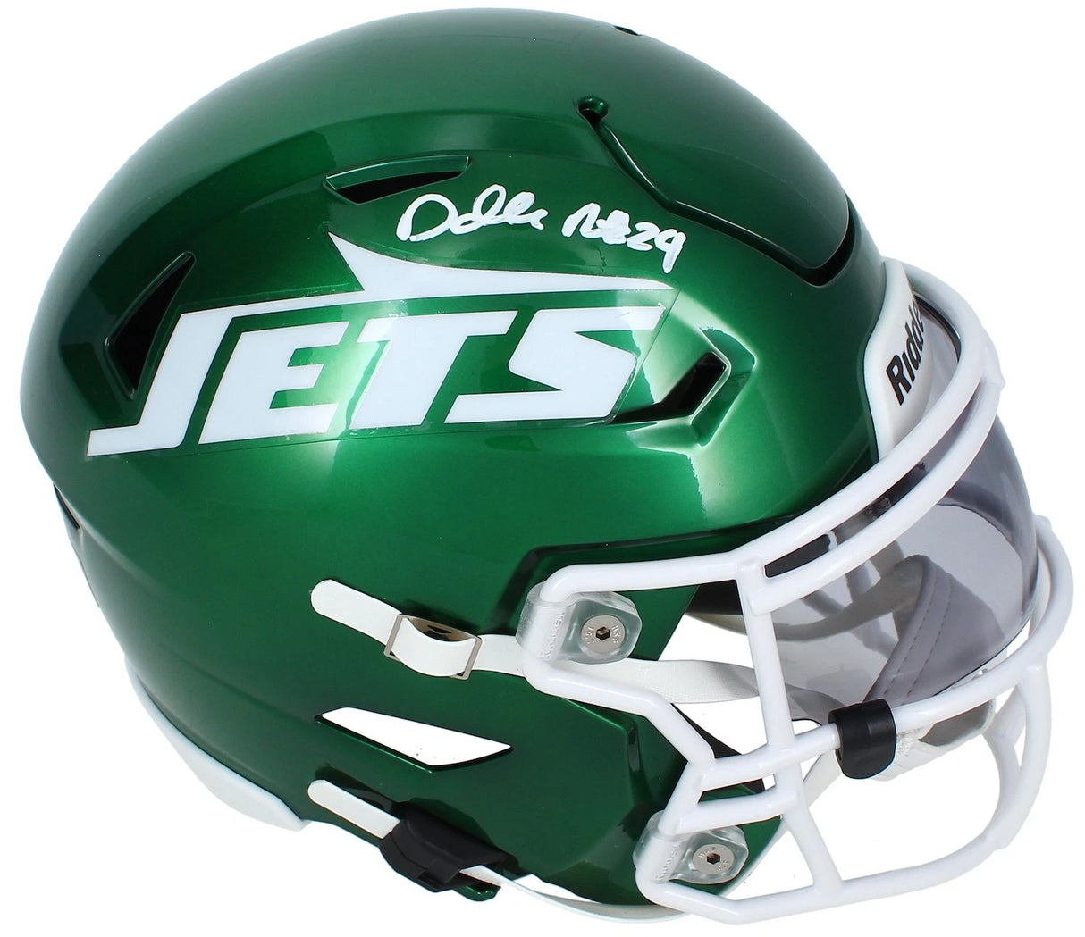Darrelle Revis Autographed (in White) New York Jets Speedflex Midi Helmet Beckett Witnessed