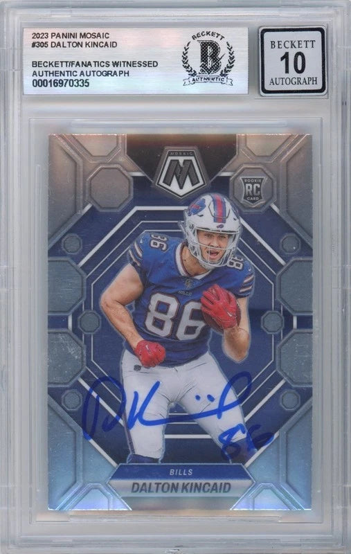 Dalton Kincaid Autographed Buffalo Bills 2023 Panini Mosaic #305 BAS Auto 10 Rookie Card Fanatics
