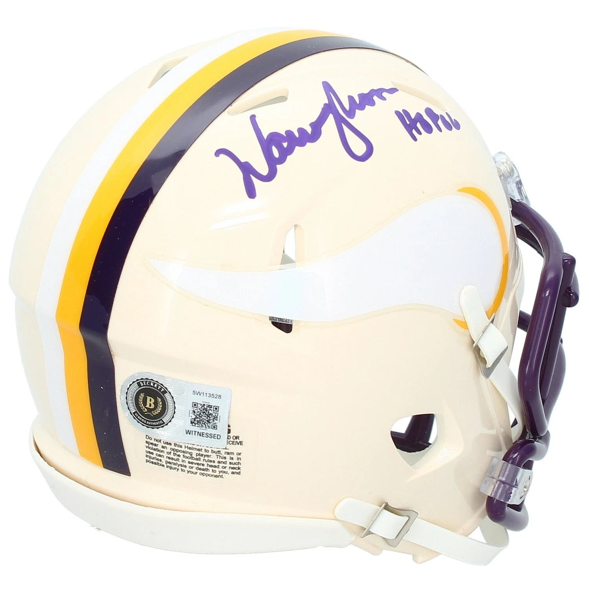 Warren Moon Autographed/Inscribed "HOF 06" Minnesota Vikings RETRO Speed Mini Helmet Beckett Witnessed