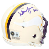 Warren Moon Autographed/Inscribed "HOF 06" Minnesota Vikings RETRO Speed Mini Helmet Beckett Witnessed