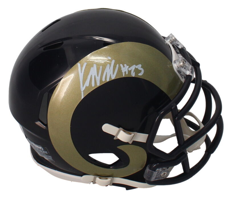 Kyren Williams Autographed Rams 2000-16 Throwback Speed Mini Helmet Beckett Witnessed