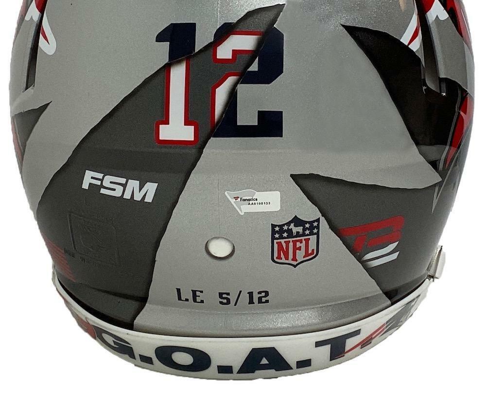 TOM BRADY Autographed New England Patriots/Tampa Bay Buccaneers "Mash Up" Custom Authentic Speed Helmet FANATICS LE 12