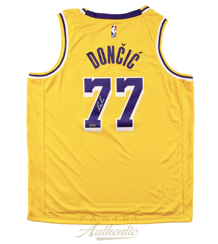 Luka Doncic Autographed Los Angeles Lakers Gold Nike Icon Edition Swingman Jersey Panini