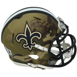 Rashid Shaheed Autographed (in Black) New Orleans Saints Speed CAMO Mini Helmet Beckett Witnessed