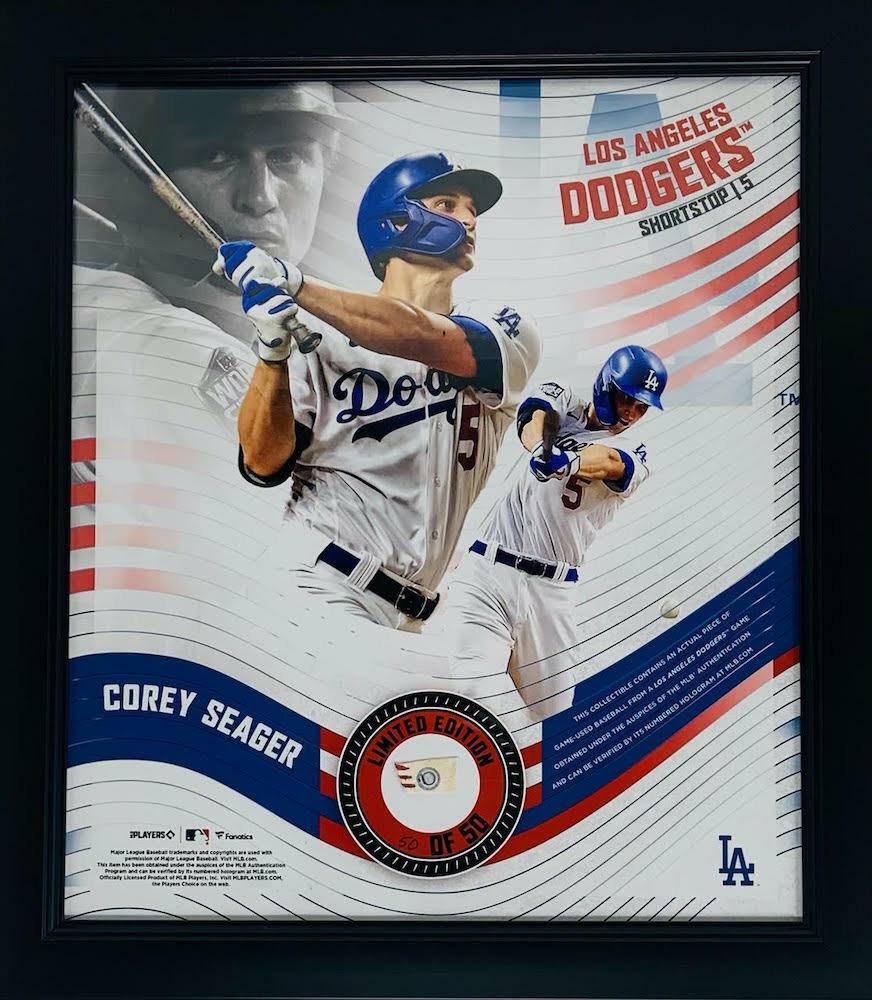 COREY SEAGER Dodgers Framed 15" x 17" Game Used Baseball Display LE 50/50