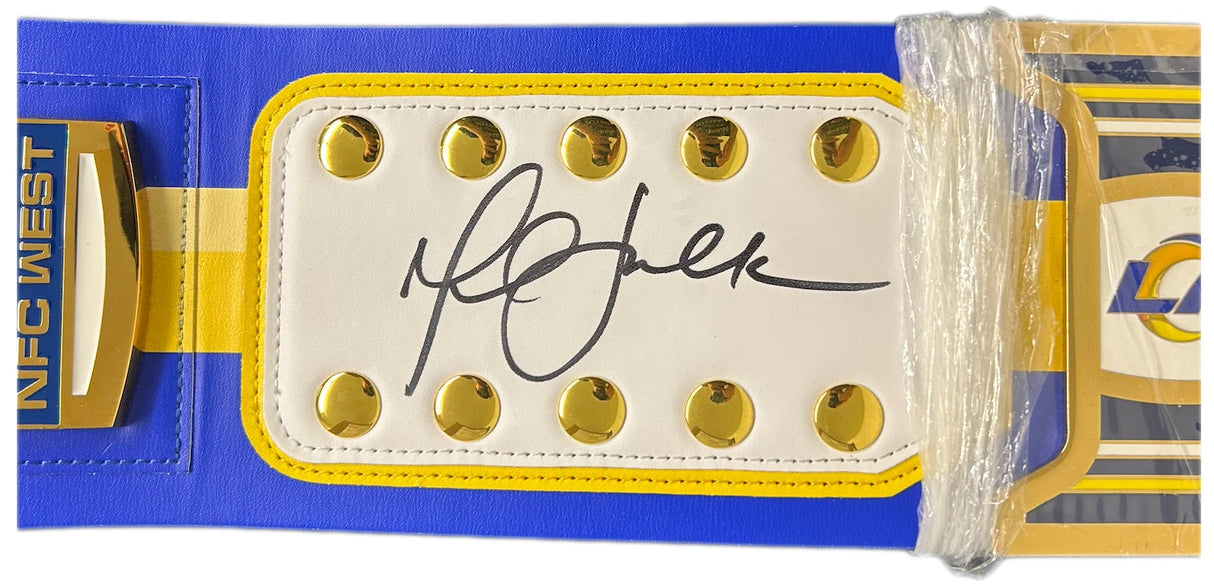 Marshall Faulk Autographed/Inscribed "SB XXXIV Champs" Los Angeles Rams Legacy Title Belt Beckett Witnessed