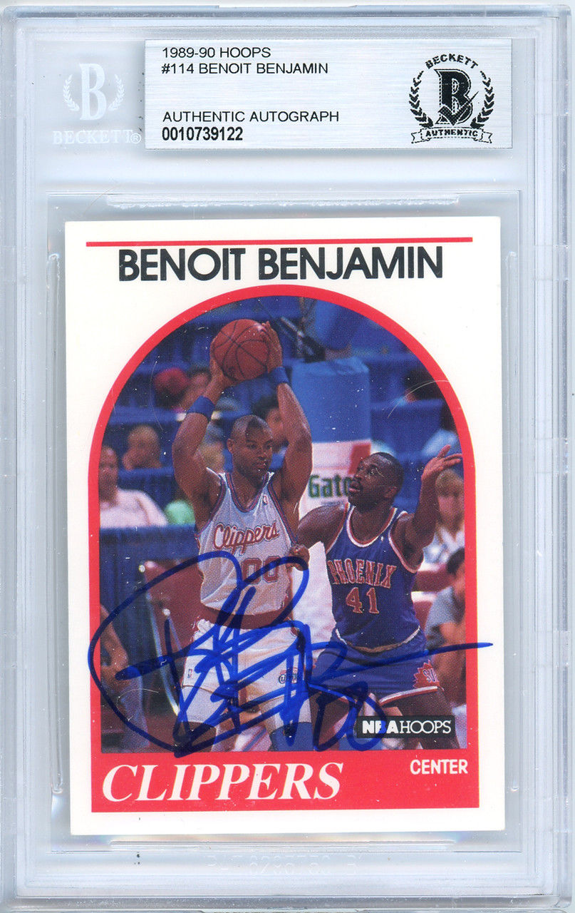 Benoit Benjamin Autographed 1989-90 Hoops Card #114 Los Angeles Clippers Beckett BAS #10739122