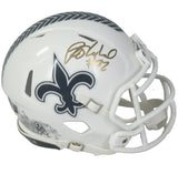 Rashid Shaheed Autographed (in Gold) New Orleans Saints 2024 Salute to Service Speed Mini Helmet Beckett Witnessed