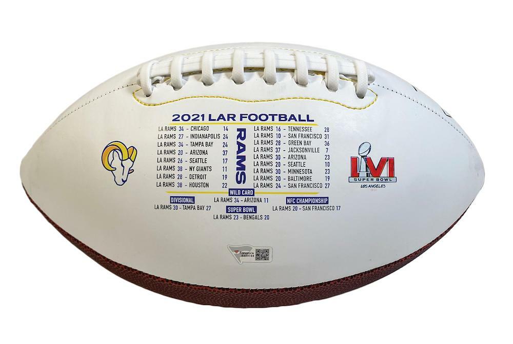 COOPER KUPP Autographed/Inscribed "SB LVI MVP" Los Angeles Rams Super Bowl LVI Champs Logo White Panel Football FANATICS