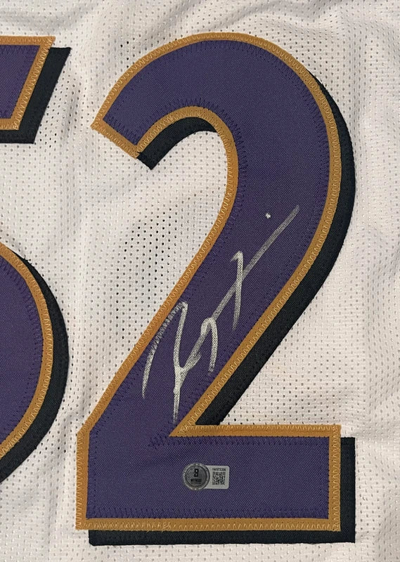 Ray Lewis Autographed White #52 Custom Jersey Beckett Witnessed