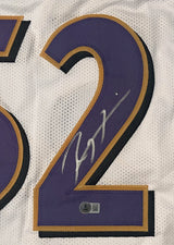 Ray Lewis Autographed White #52 Custom Jersey Beckett Witnessed