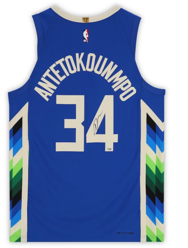 GIANNIS ANTETOKOUNMPO Autographed Milwaukee Bucks Blue Nike 2022-23 City Edition Authentic Jersey FANATICS