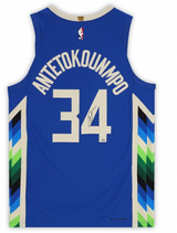 GIANNIS ANTETOKOUNMPO Autographed Milwaukee Bucks Blue Nike 2022-23 City Edition Authentic Jersey FANATICS