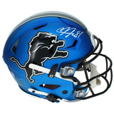 Calvin Johnson Autographed Detroit Lions Blue 2024 Alternate Speedflex Authentic Helmet Beckett Witnessed