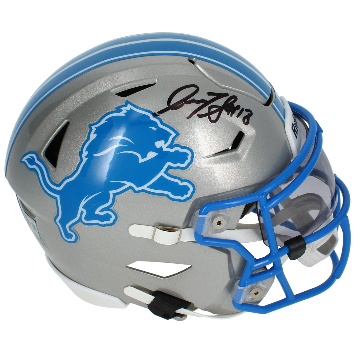 Isaac Teslaa Autographed Detroit Lions Speedflex Midi Helmet Beckett Witnessed