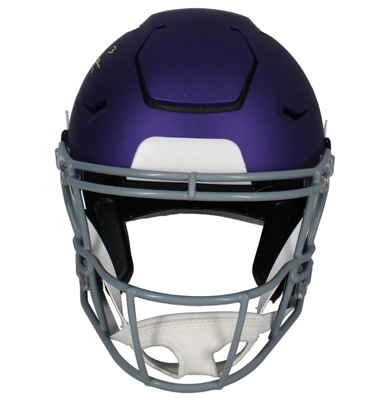 Jordan Addison Autographed Minnesota Vikings 2023 Alternate Tribute Speedflex Authentic Helmet Beckett Witnessed