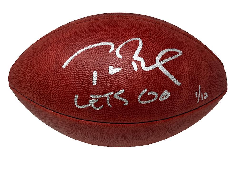 TOM BRADY Autographed/Inscribed "Let's Go" Tampa Bay Buccaneers Metallic Logo Football LE 1/12 FANATICS