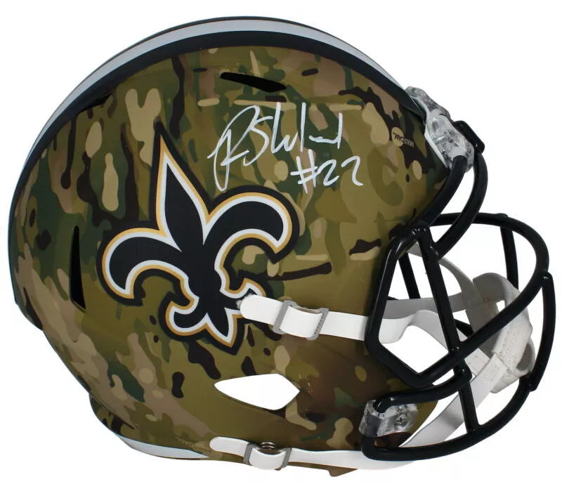Rashid Shaheed Autographed New Orleans Saints Speed CAMO Full Size Helmet Beckett Witnessed