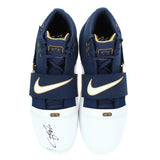 Lebron James Autographed Navy Blue / White Nike LeBron Zoom Soldier Nine Shoe UDA