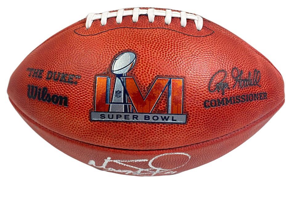 Matthew Stafford / Cooper Kupp Dual Autographed Los Angeles Rams SB LVI Champs Logo Official Wilson Duke Football Fanatics