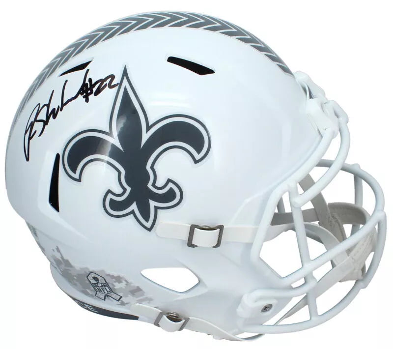 Rashid Shaheed Autographed New Orleans Saints 2024 Salute to Service Speed Full Size Helmet Beckett Witnessed