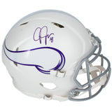 Justin Jefferson Autographed Minnesota Vikings White 2024 Alternate Speed Authentic Helmet Beckett Witnessed