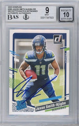 Jaxon Smith-Njigba Autographed Seattle Seahawks 2023 Panini Donruss Rated Rookie #390 BGS 9/10 Rookie Card Fanatics
