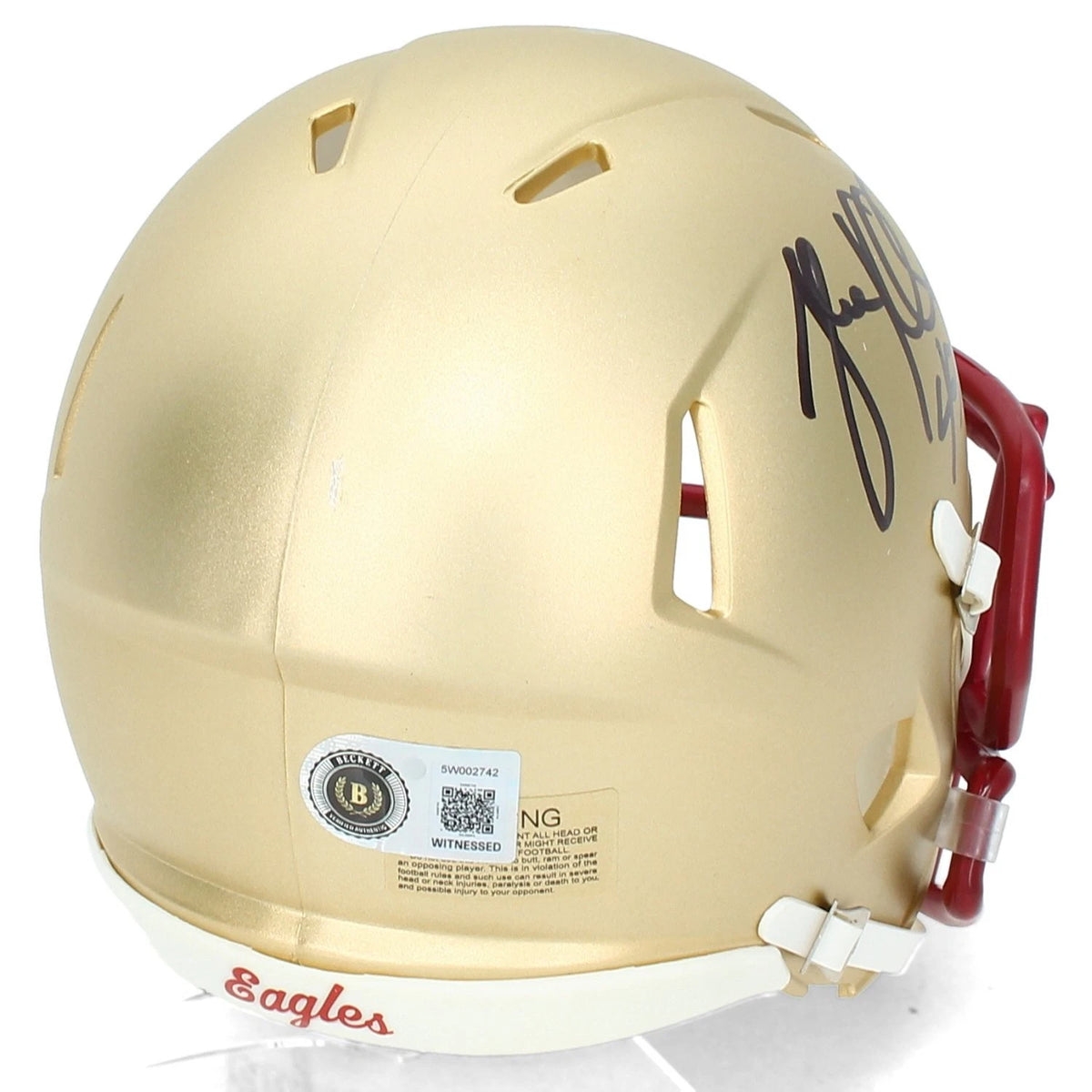 Luke Kuechly Autographed Boston College Eagles Speed Mini Helmet Beckett Witnessed