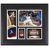 RONALD ACUNA Jr. Atlanta Braves Framed Collage w/Game Used Piece of Baseball
