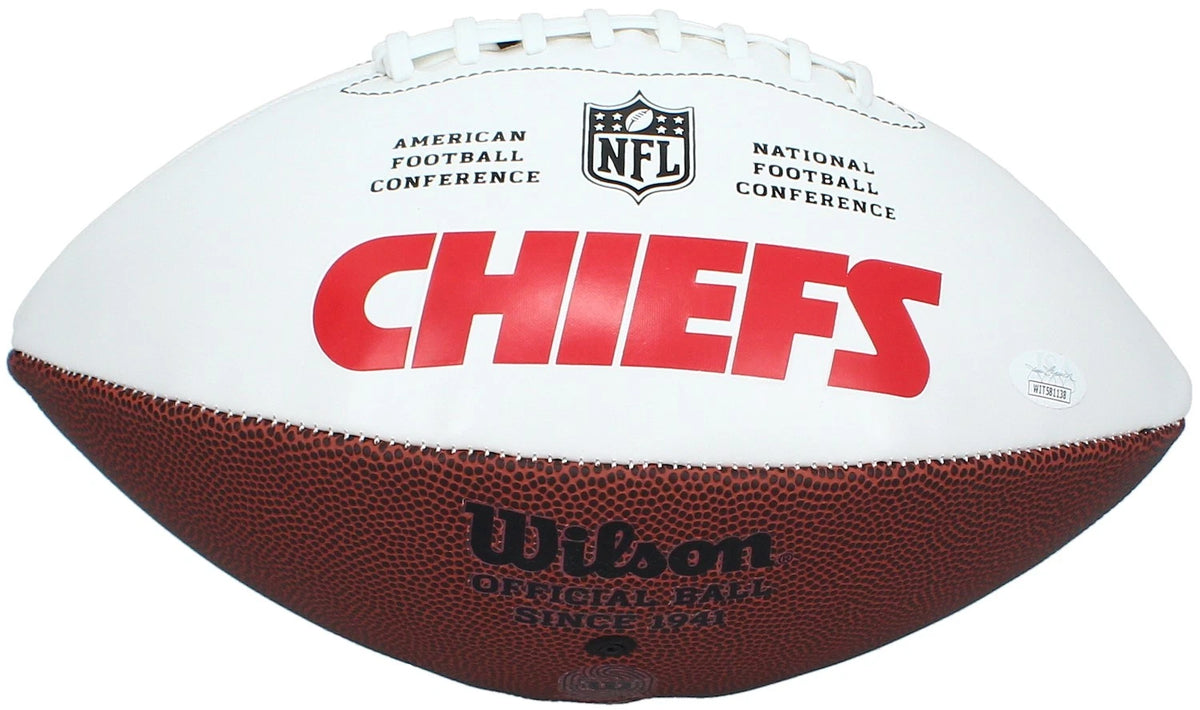 Christian Okoye Autographed Kansas City Cheifs White Panel Football JSA Witnessed