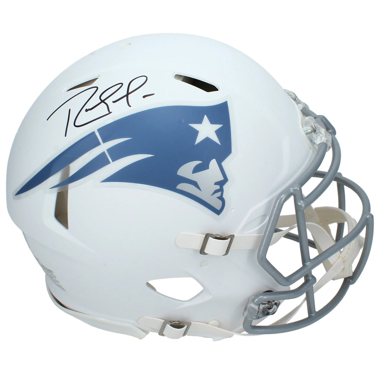 Randy Moss Autographed New England Patriots White 2025 Rivalries Speed Authentic Helmet Beckett Witnessed