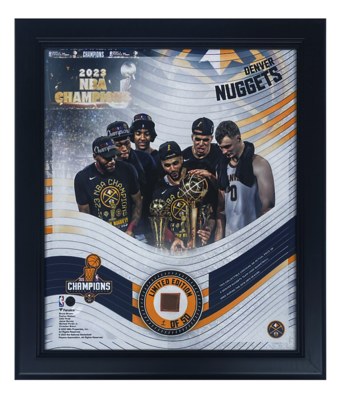 Denver Nuggets 2022-23 NBA Champs Framed 15" x 17" Game Used Basketball Collage LE 1/50