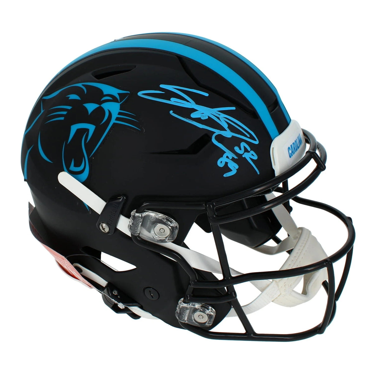 Steve Smith Autographed Carolina Panthers 2022 Black Alternate Speedflex Authentic Helmet Radtke