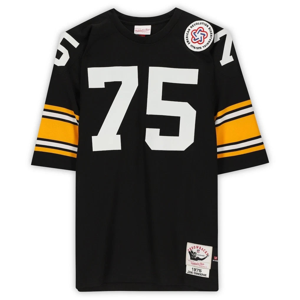 Joe Greene Autographed/Inscribed "HOF 87" Pittsburgh Steelers Mitchell & Ness Black Authentic Jersey with Fanatics
