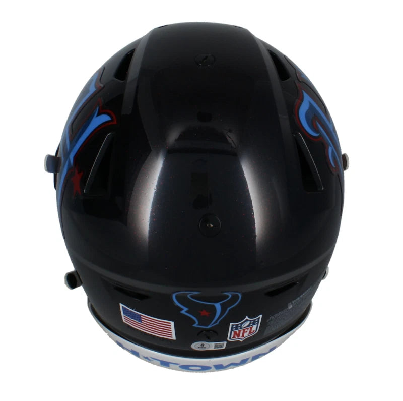 Dalton Schultz Autographed Houston Texans 2024 Navy Alternate H-Town Speedflex Helmet Beckett Witnessed