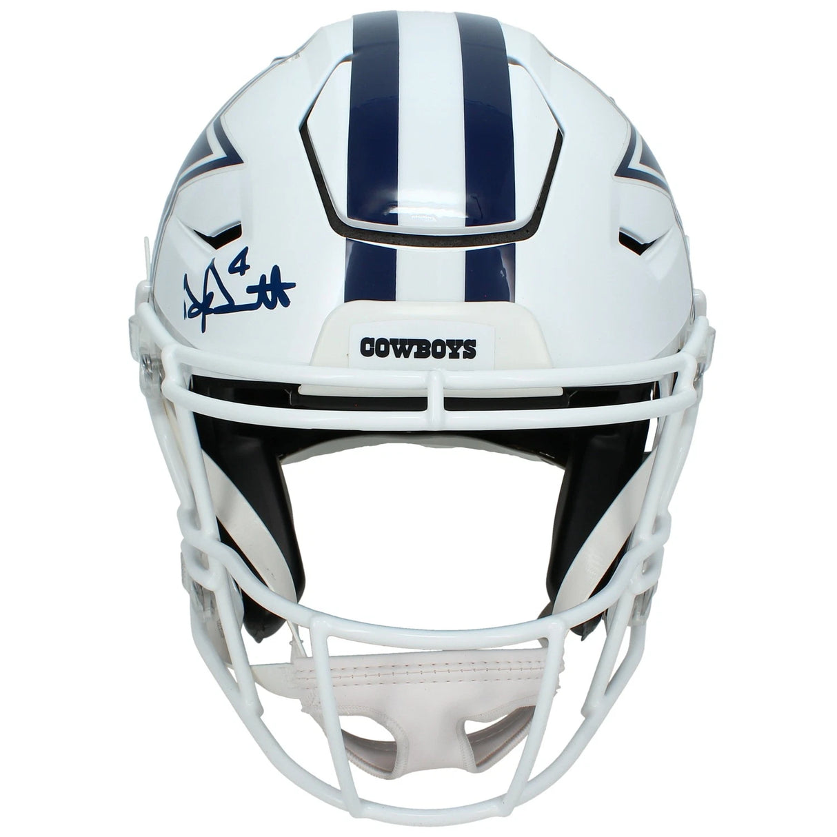 Dak Prescott Autographed Dallas Cowboys White 2022 Alternate Speedflex Authentic Helmet Beckett Witnessed