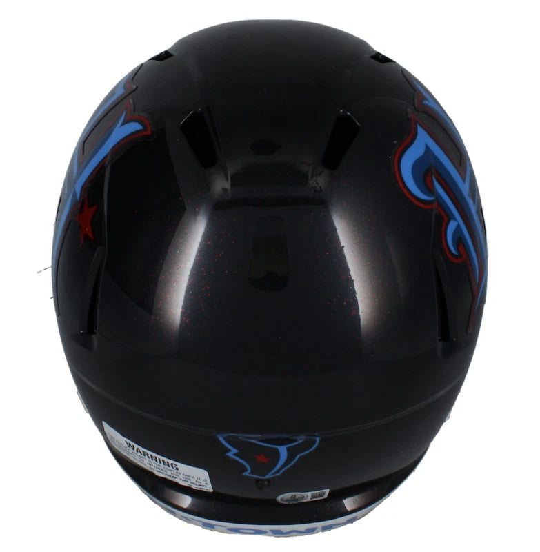 Dalton Schultz Autographed (in Red) Houston Texans 2024 Navy Alternate H-Town Speed Replica Helmet Beckett Witnessed