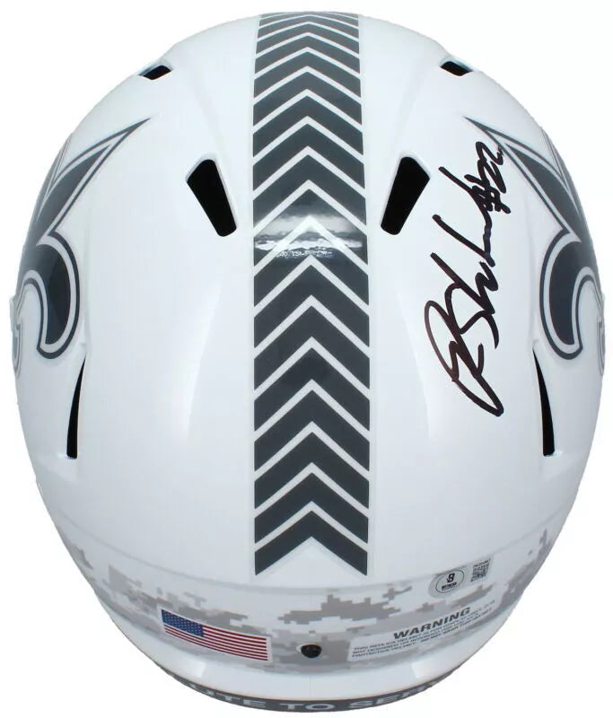 Rashid Shaheed Autographed New Orleans Saints 2024 Salute to Service Speed Full Size Helmet Beckett Witnessed