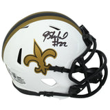 Rashid Shaheed Autographed New Orleans Saints Speed Lunar Eclipse Mini Helmet Beckett Witnessed